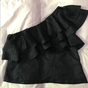 Banana Republic black silk off the shoulder top